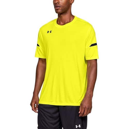 Under Armour Mens Golazo 2.0 Size Large High Vis Yellow Black Soccer Jersey NWT
