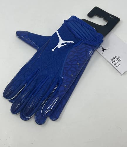 Nike Jordan Fly Lock Receiver Football Gloves, Mens Large Blue New