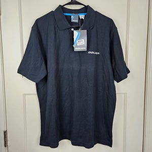 Bauer Hockey Polo Mens Size: L Classic Fit Black Short Sleeve