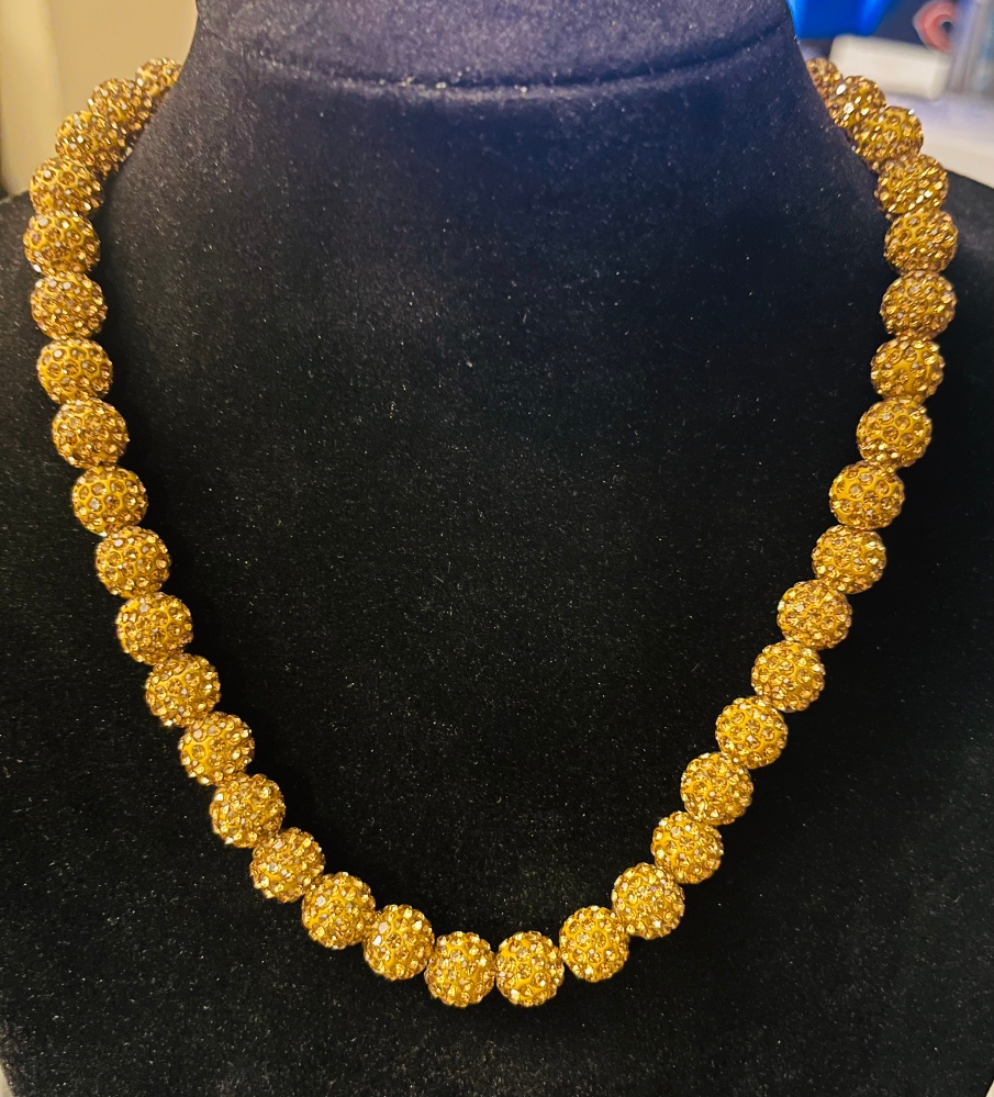 MLB type rhinestone necklace- gold