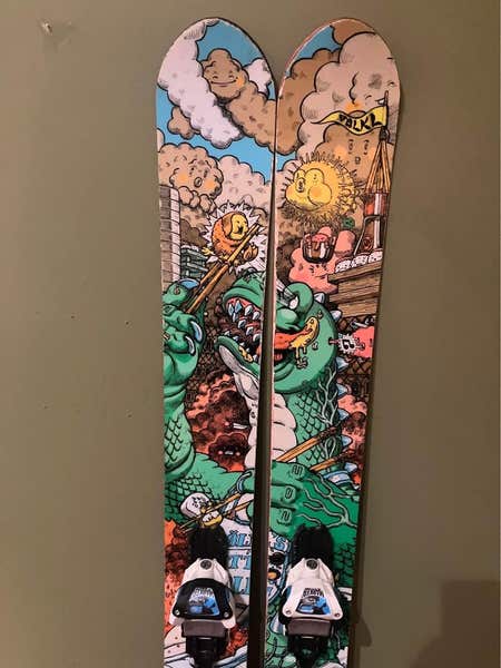 Volkl (175cm) Powder Chopsticks Skis w/ Adjustable Marker Griffon