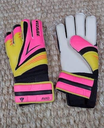 Vizari Avio F.P. Soccer Goalkeeper Goalie Gloves | Pink / Yellow Size 8 | VZGL90022-8