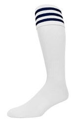 PearSox Youth Unisex Euro 3 Stripe White Navy Blue 6 Pairs Soccer Socks NWT