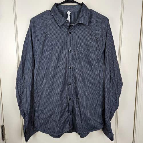 Lululemon Men's Charcoal Gray Long Sleeve Button Up Pinstripe Dress Shirt Size M
