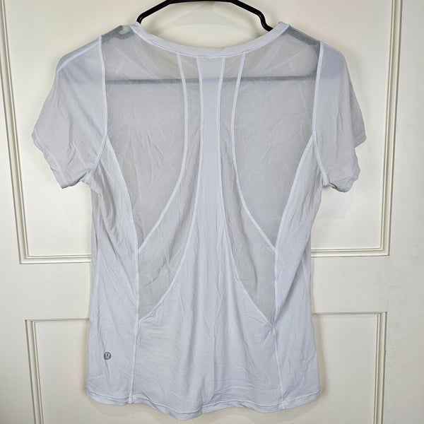 Lululemon Mind Over Miles Size 4 White Mesh Back Shirt Short