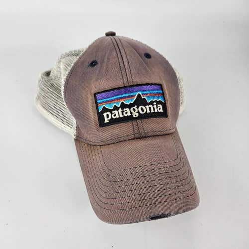 PATAGONIA Distressed Snap Back Mesh Trucker Hat Baseball Cap Patagonia Logo