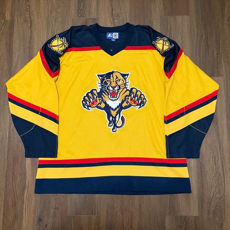 Florida Panthers Vintage Yellow Fashion Starter NHL Hockey Jersey Size 2XL