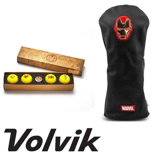 Volvik Golf Marvel Golf Gift Pack - Driver Headcover & Ball Pack - IRON MAN