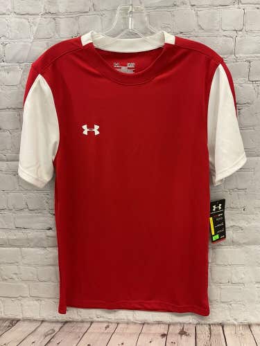 Under Armour Mens UA Classic Size Small Red White Reg Fit Soccer Jersey NWT $23