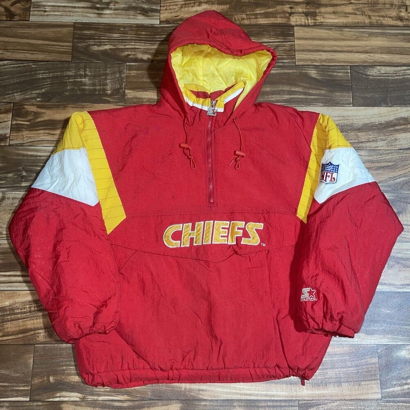 Vintage 90s Pro Line Starter NFL Kansas City KC Chiefs Coat Hooded Jacket Sz L