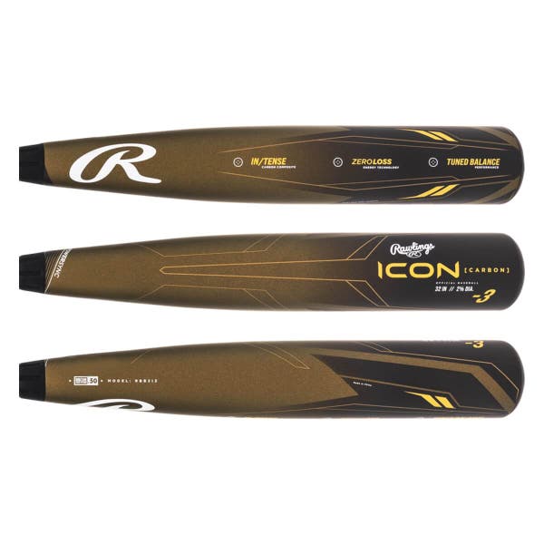 New 2023 Rawlings Icon BBCOR Baseball Bat: RBB3I3 Composite  (-3) FREE SHIPPING