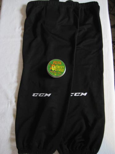 CCM SX5000 Black Hockey Socks Velcro Tabs 30" Absolute Filth Wax Included