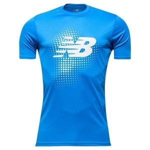 New Balance Mens Take Down WSTM624 Size Small Teal Blue White Training Shirt NWT