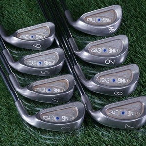 PING EYE 2 BLUE DOT IRON SET 3-PW W/ PING KT STIFF FLEX SHAFT SHAFTS ~ MATCHED!