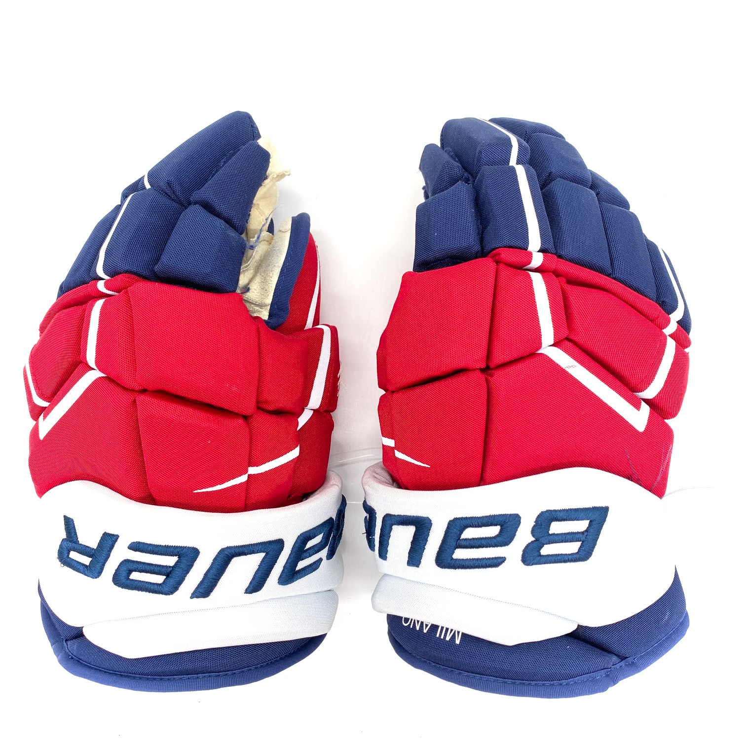 Used Bauer Supreme Ultrasonic Gloves 15" Pro Stock - Sonny Milano