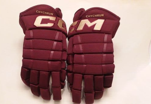 ARIZONA COYOTES Jakob Chychrun game-worn 14-inch CCM Pro red 3rd-style gloves 2022-2023