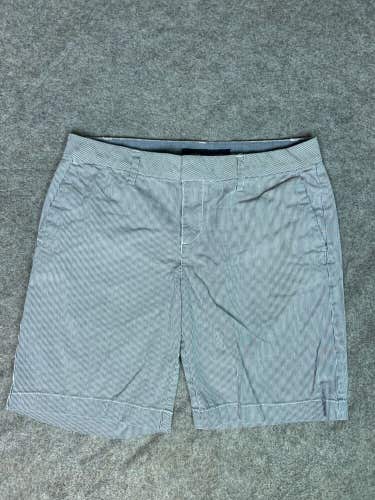 Tommy Hilfiger Womens Shorts 4 Blue White Striped Chino 8" Pockets Casual Flag