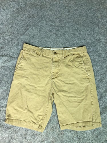 Old Navy Mens Shorts 32 Khaki Chino Pockets Slim Casual Cotton Zip Formal Zip