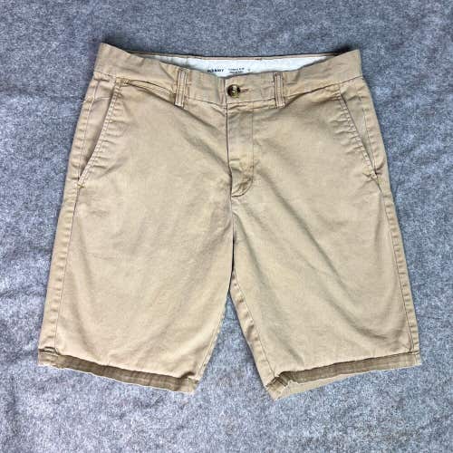 Old Navy Mens Shorts 31 Khaki Chino Pockets Casual Cotton Zip Slim Beige Work