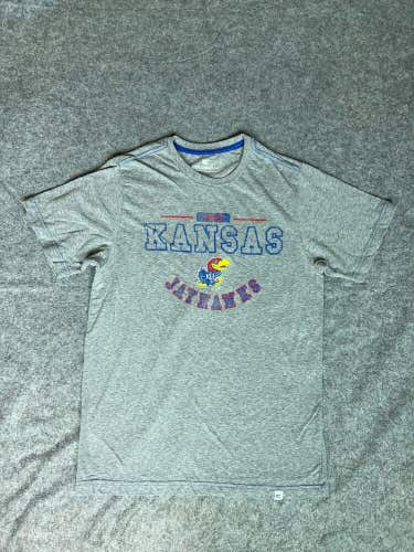Kansas Jayhawks Mens Shirt Medium Gray Short Sleeve Tee College NCAA Football
