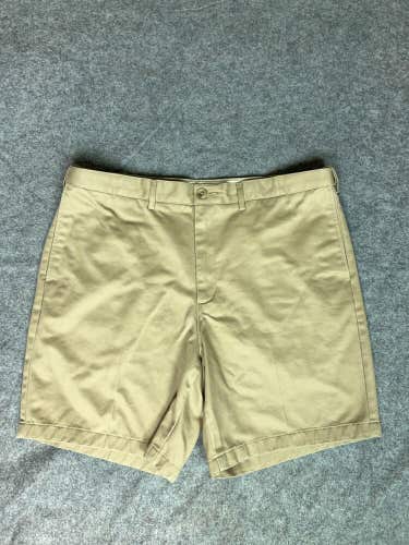 Lands End Mens Shorts 38 Khaki Chino Solid Casual Pockets Cotton Business Solid