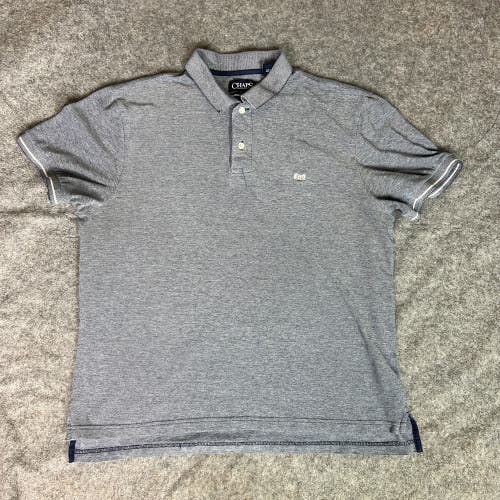 Chaps Men Shirt Large Gray Short Sleeve Polo Button Cotton Casual Golf Logo Top