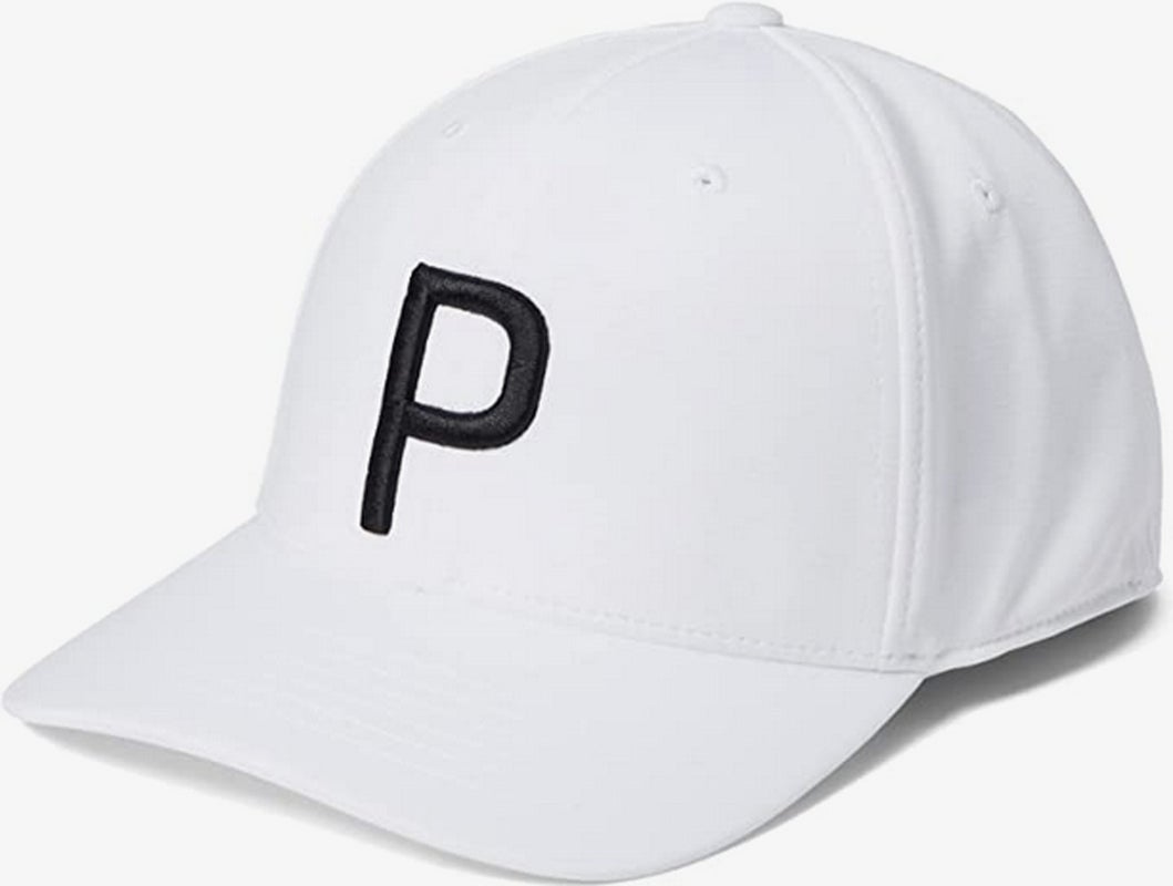 NEW Puma P Cap White Glow/Puma Black Snapback Golf Hat/Cap