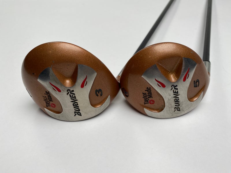 Taylormade 1994 Burner 3 & 5 Fairway Wood Set 15* 18* Bubble R80 Plus Regular LH