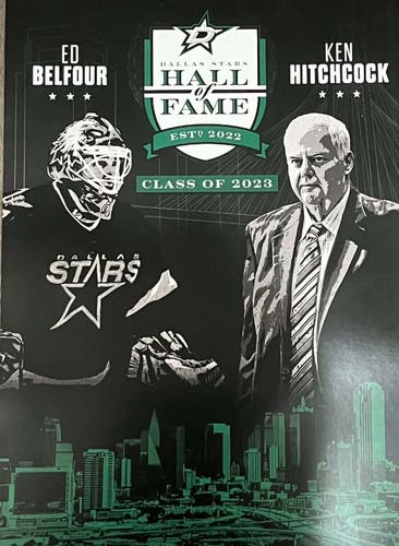 2023 Dallas Stars Hall of Fame Poster NHL Ken Hitchcock & Ed Belfour