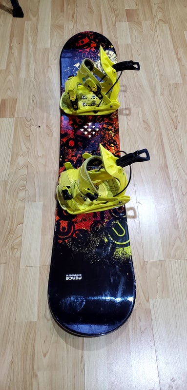 Used Kid's Matrix Peace 130cm  Snowboard Freestyle With Bindings Small True Twin flat board.