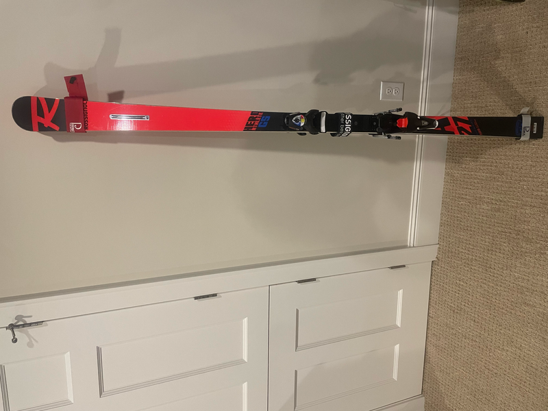 Used 2021 Rossignol 185 cm Racing Hero FIS GS Pro Skis With Bindings Max Din 15