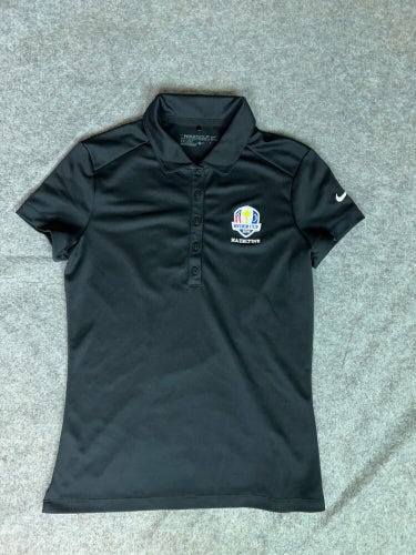 Nike Womens Shirt Small Black Polo Golf Ryder Cup Hazeltine Button Short Sleeve