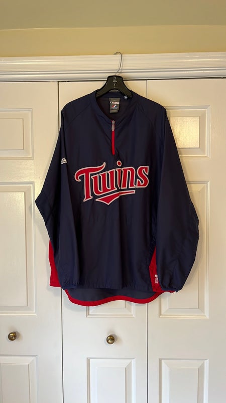 Men's Majestic MLB Minnesota Twins Cool Base 1/4 zip long sleeve pullover jacket - XL