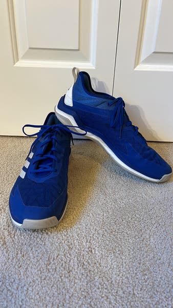 blue Men's Adidas three stripe royal blue athletic shoes - size