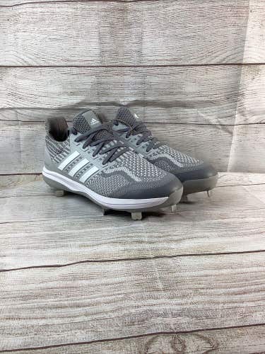 adidas Men's 8.5 Ultra Boost DNA 5.0 Gray/White Metal Baseball Cleats ID9602 New