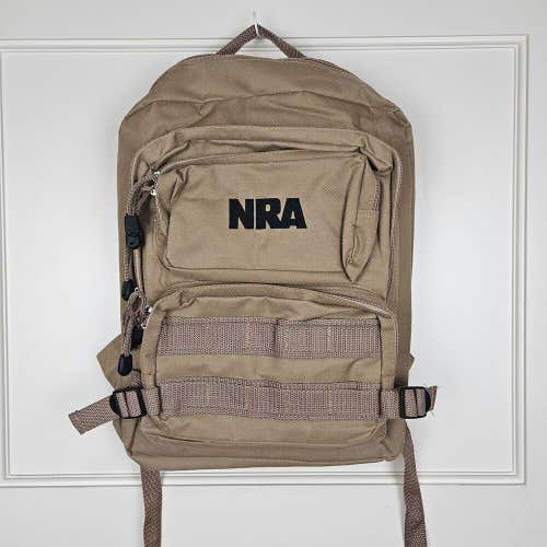 NRA Tactical Backpack Multiple Compartment Tan Travel Shooting Sport