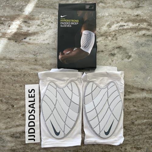 Nike Pro Hyperstrong Padded Bicep Sleeves Adult Unisex L/XL White/Grey NEW $40