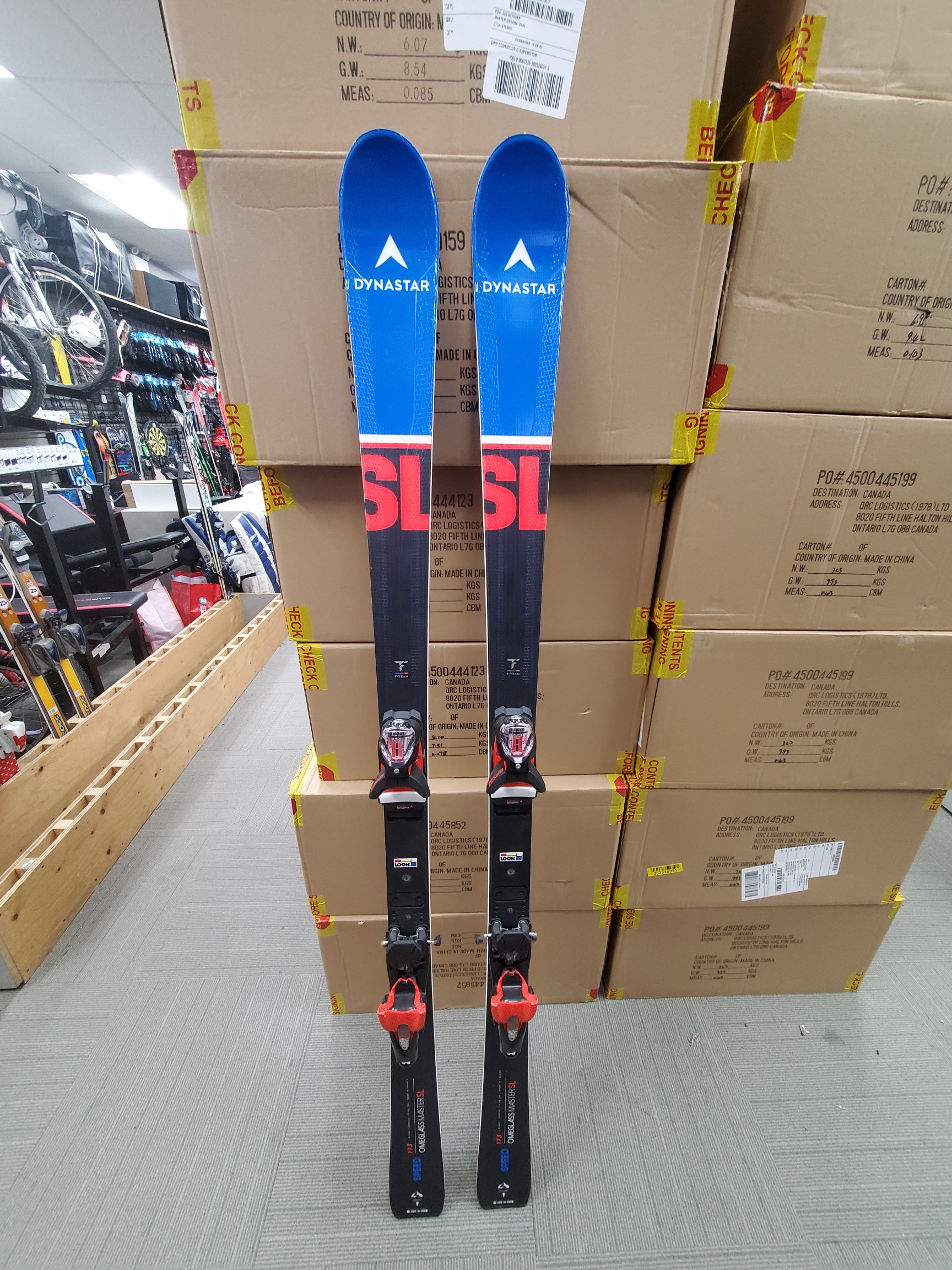 Used Men's 2021 Dynastar 173 cm Racing Speed Omeglass master SL Skis With Bindings Max Din 12