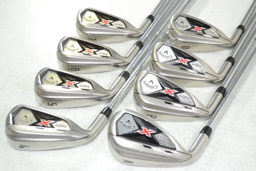 LEFT HANDED Callaway X Hot N14 4-PW,AW Iron Set Uniflex Steel #164659