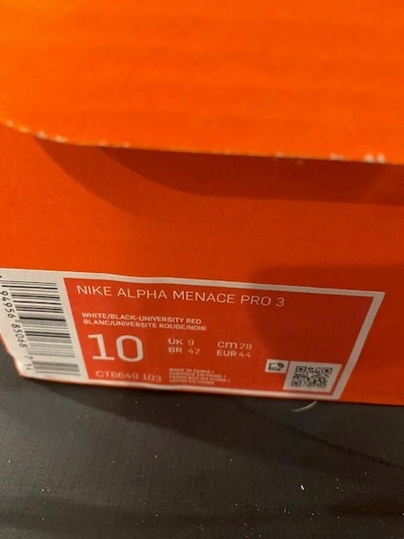 Used Men's Size 10 (Women's 11) Nike Mid Alpha Menace Pro 3 Football Cleats