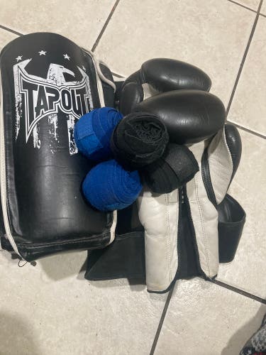 TapOut Shin Pads With Boxing Gloves And Extras