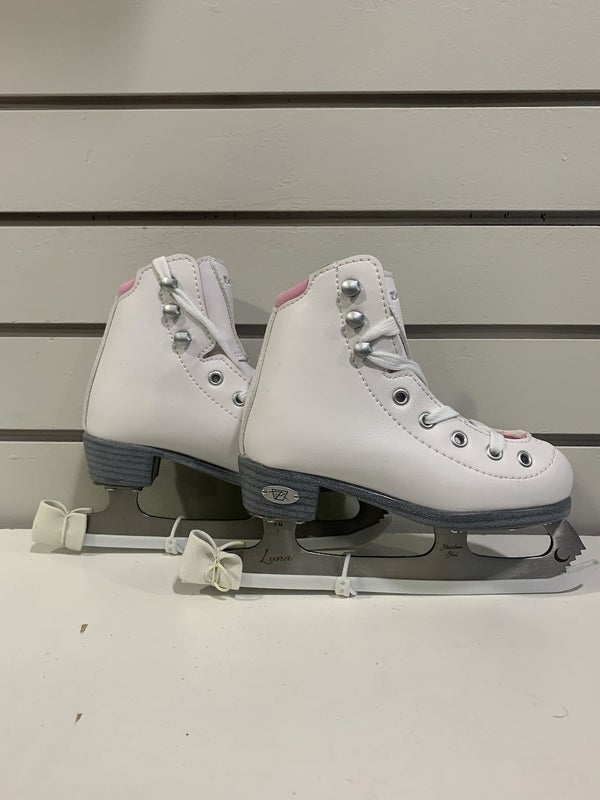 Lake Placid Cascade Girl's Figure Ice Skates White Size Y12