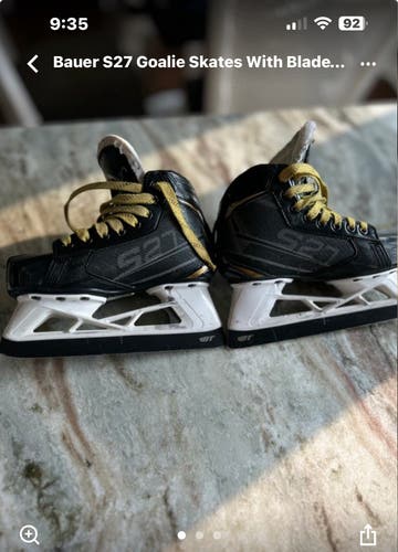 Bauer S27 Goalie Skates W/  BladeTech runners Size 1