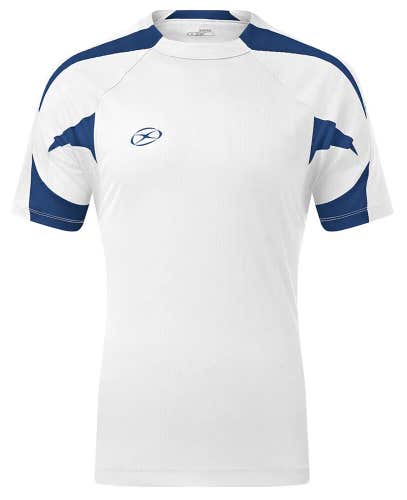 Xara Womens Anfield 1028 Size Medium White Navy Blue Soccer Jersey Shirt New $54