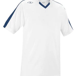 Xara Youth Unisex Britannia 1037 Size Medium White Navy Blue Soccer Jersey NWT