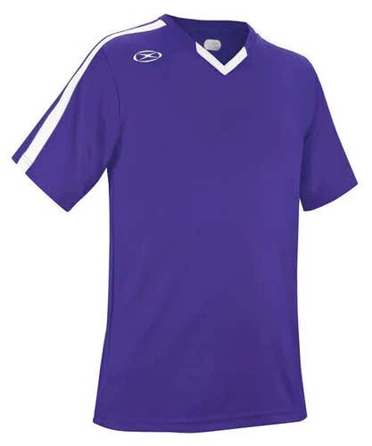 Xara Womens Youth Britannia 1038 Size Large Purple White Soccer Jersey NWT $34