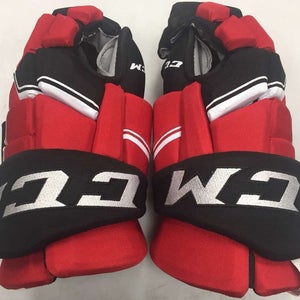 Pro stock CCM Quicklite hockey gloves 15" New Jersey Devils SR HGQL NHL Red