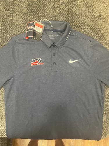 USA Hockey Blue New Large Men's Nike Golf Shirt
