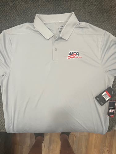 USA Hockey Light Gray Nike Golf Polo