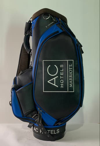 Vessel Prime Staff Bag Black Blue 6-Way Divide Single Strap Golf Bag 9" x 8"